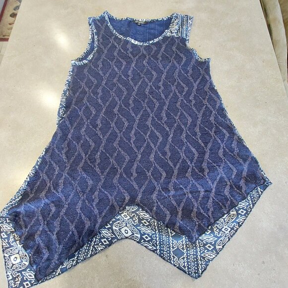 PAPA Vancouver Women's Navy Sleeveless Graphic Print Asymmetrical Tunic - M - Picture 1 of 6